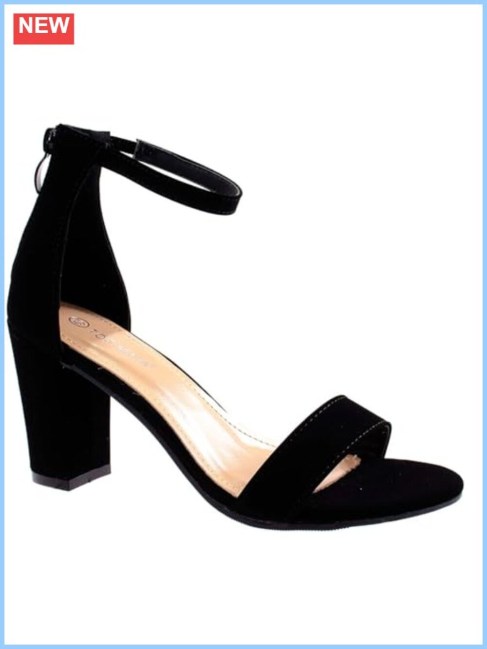 Women's Block Heel Dressy Sandals - Satin Finish, Open Toe, Ankle Strap,